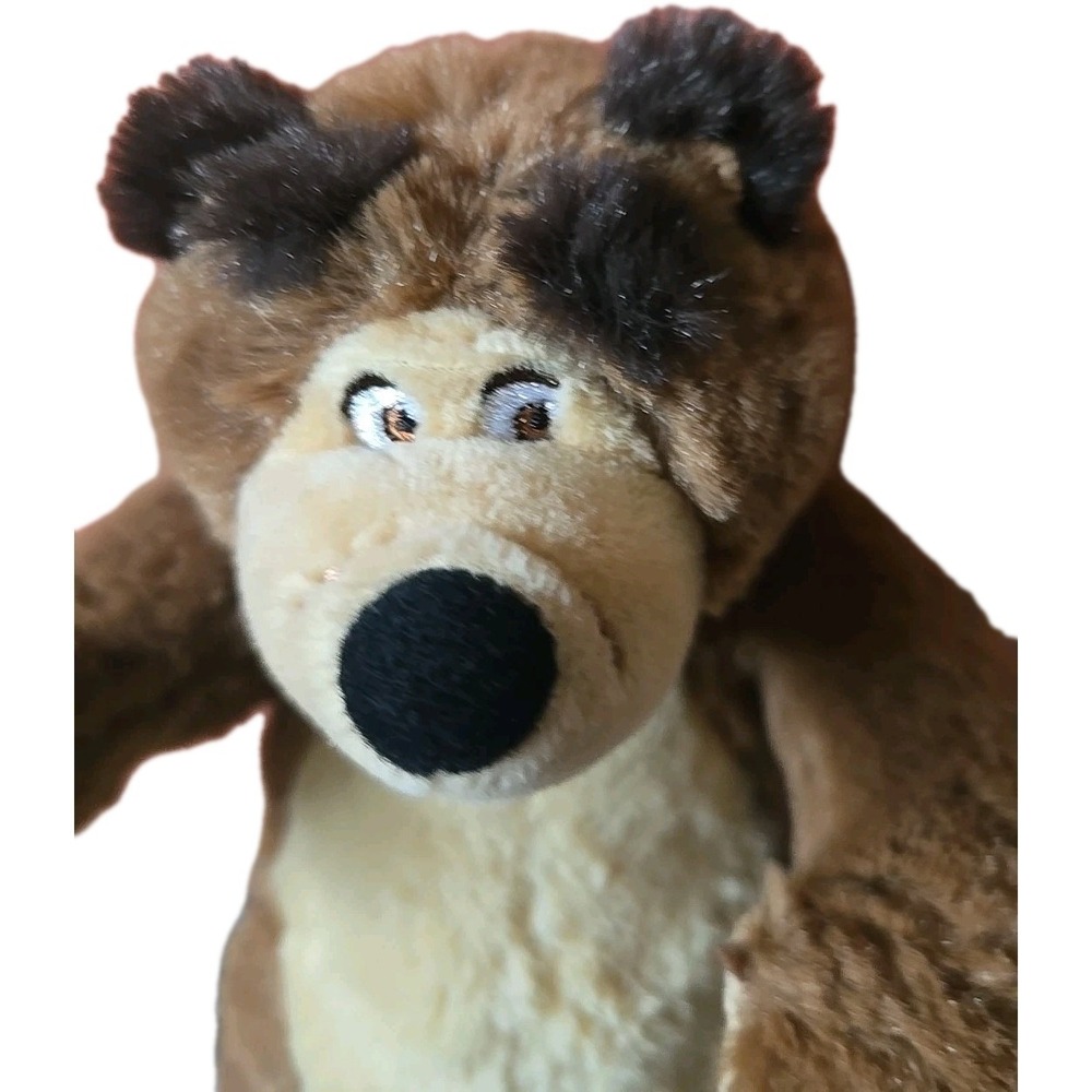 Masha And The Bear Stuffed Animal Plush 9" Simba Toys Brown Embroidered Eyes EUC - Picture 2 of 12